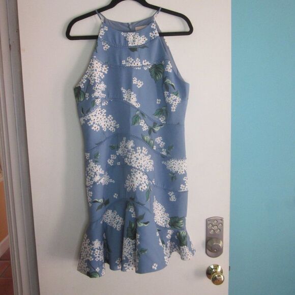 Keepsake Wild Thoughts Summer Dress Size L Blue Floral Mini - Picture 6 of 15